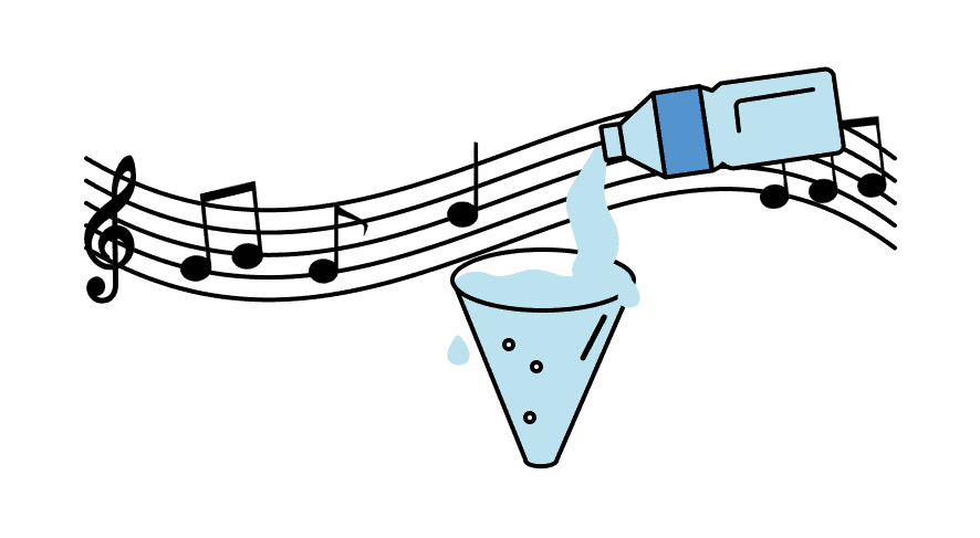 pouring water into funnel with rhythm