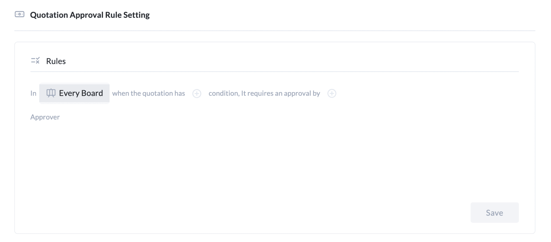 ตัวอย่างหน้ากดปุ่ม Add Rule เพื่อสร้างเงื่อนไขการอนุมัติใบเสนอราคาใหม่ใน Wisible